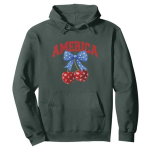 America Cherry Coquette Bow Hoodie 4th of July Patriotic TS10 Dark Forest Green Print Your Wear