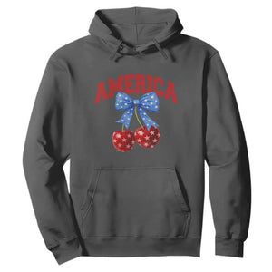 America Cherry Coquette Bow Hoodie 4th of July Patriotic TS10 Dark Heather Print Your Wear
