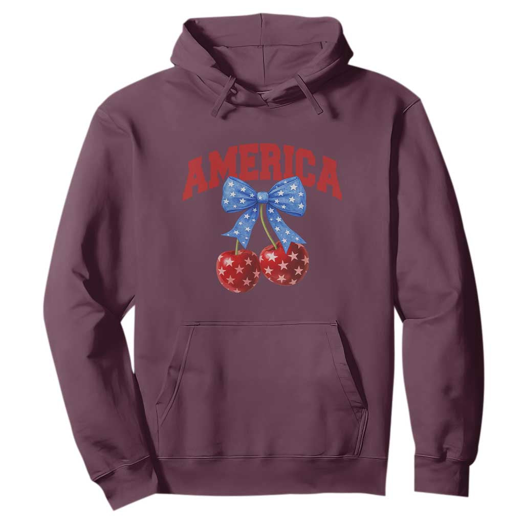 America Cherry Coquette Bow Hoodie 4th of July Patriotic TS10 Maroon Print Your Wear