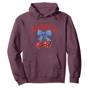 America Cherry Coquette Bow Hoodie 4th of July Patriotic TS10 Maroon Print Your Wear