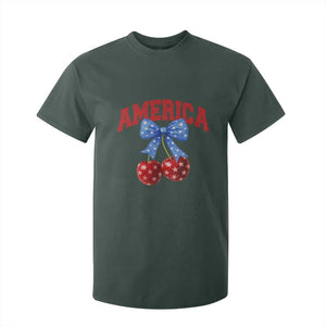 America Cherry Coquette Bow T Shirt For Kid 4th of July Patriotic TS10 Dark Forest Green Print Your Wear