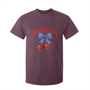 America Cherry Coquette Bow T Shirt For Kid 4th of July Patriotic TS10 Maroon Print Your Wear