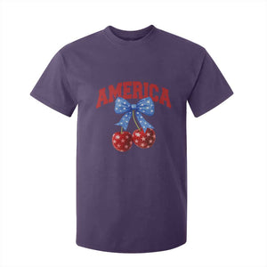 America Cherry Coquette Bow T Shirt For Kid 4th of July Patriotic TS10 Purple Print Your Wear