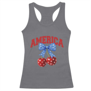 America Cherry Coquette Bow Racerback Tank Top 4th of July Patriotic TS10 Charcoal Print Your Wear