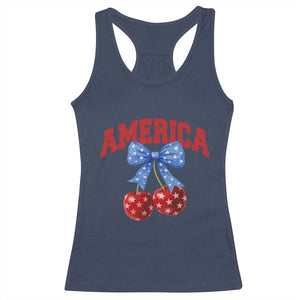 America Cherry Coquette Bow Racerback Tank Top 4th of July Patriotic TS10 Navy Print Your Wear