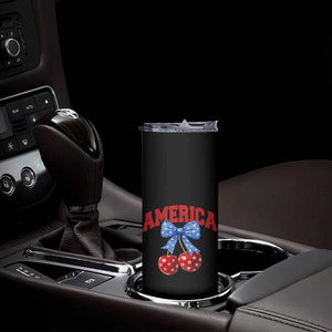 America Cherry Coquette Bow Skinny Tumbler 4th of July Patriotic TS10 Print Your Wear