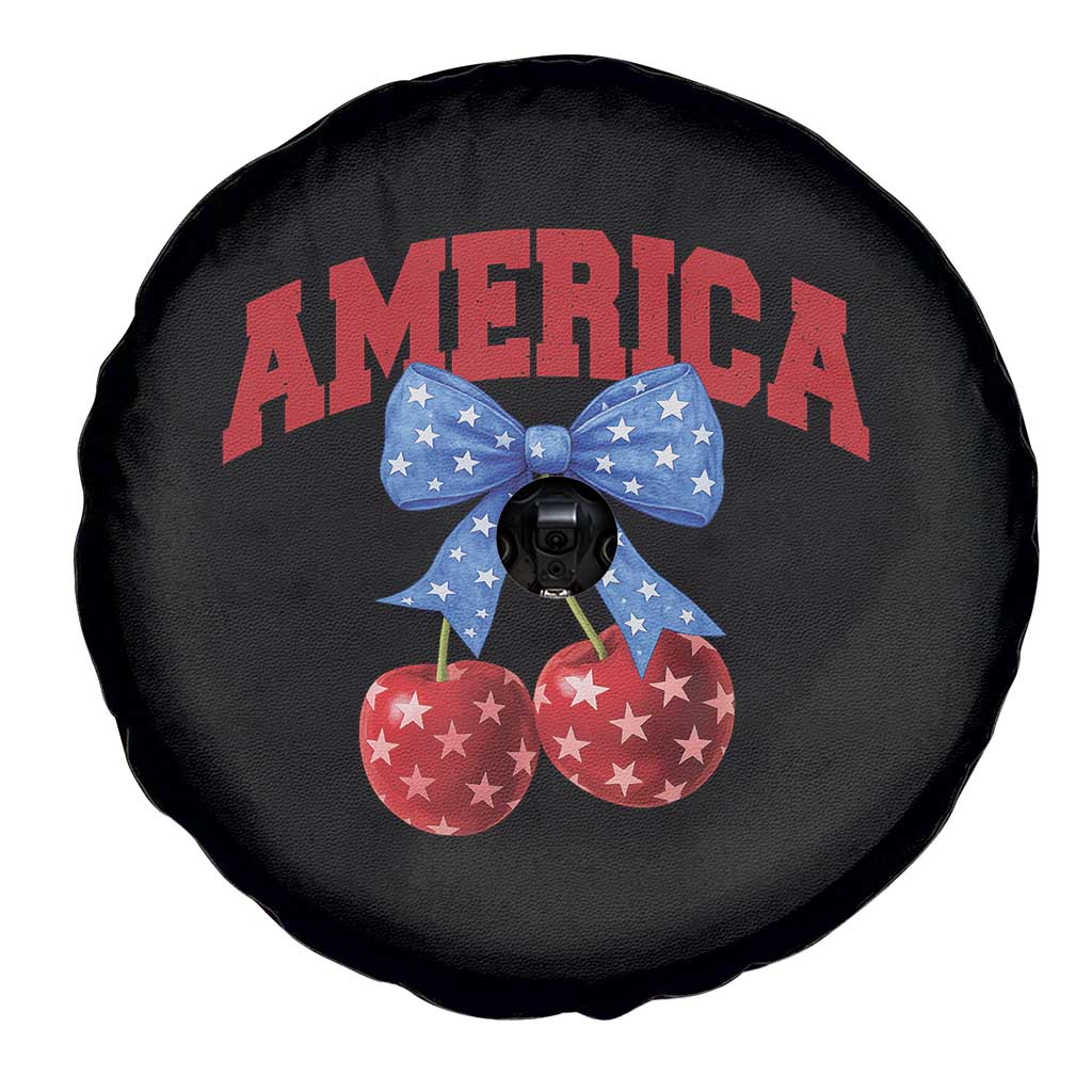 America Cherry Coquette Bow Spare Tire Cover 4th of July Patriotic TS10 Print Your Wear