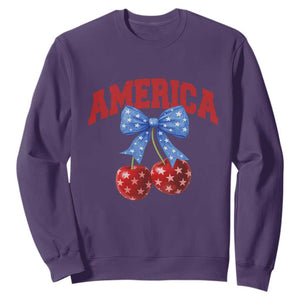 America Cherry Coquette Bow Sweatshirt 4th of July Patriotic TS10 Purple Print Your Wear