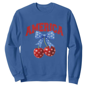 America Cherry Coquette Bow Sweatshirt 4th of July Patriotic TS10 Royal Blue Print Your Wear