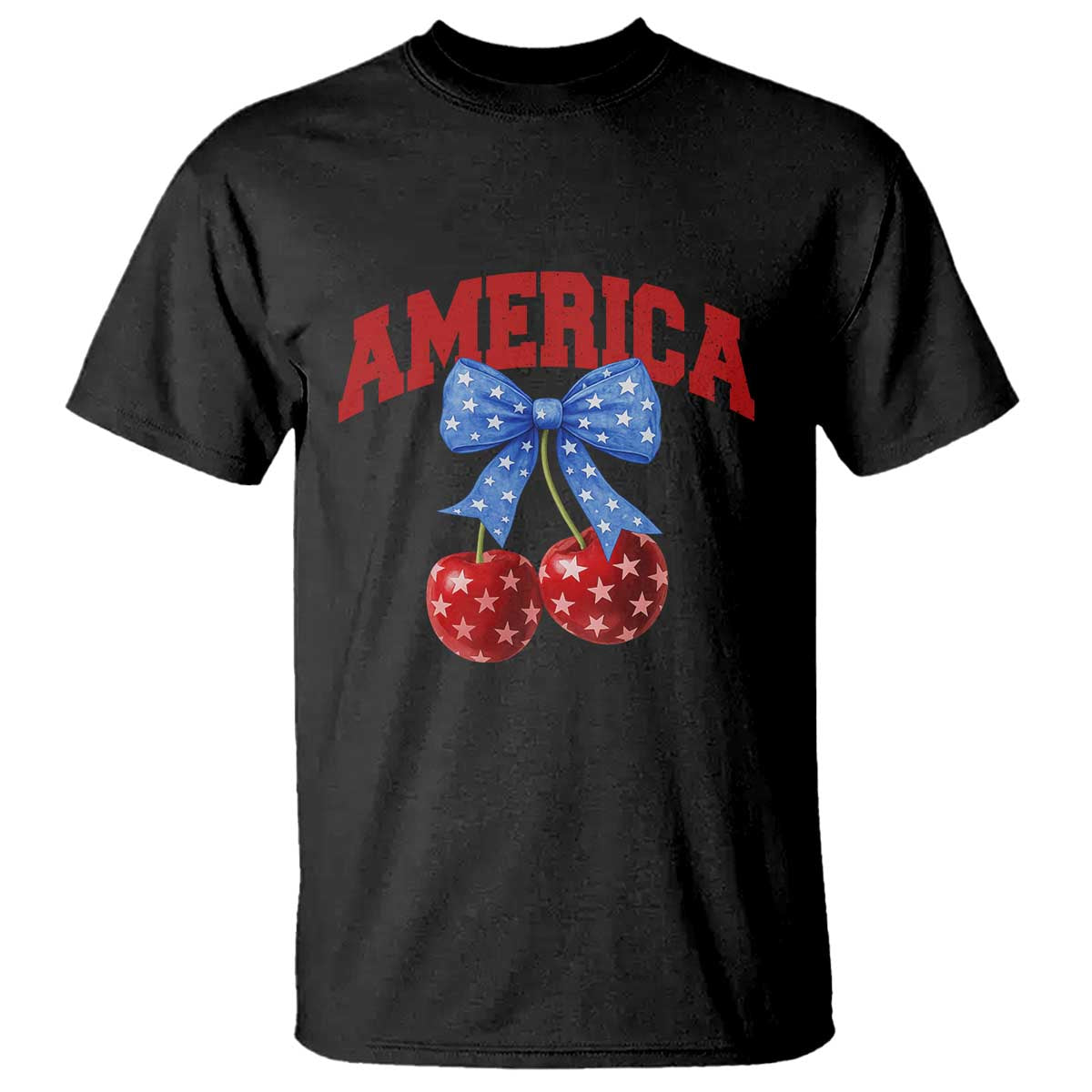 America Cherry Coquette Bow T Shirt 4th of July Patriotic TS10 Black Print Your Wear