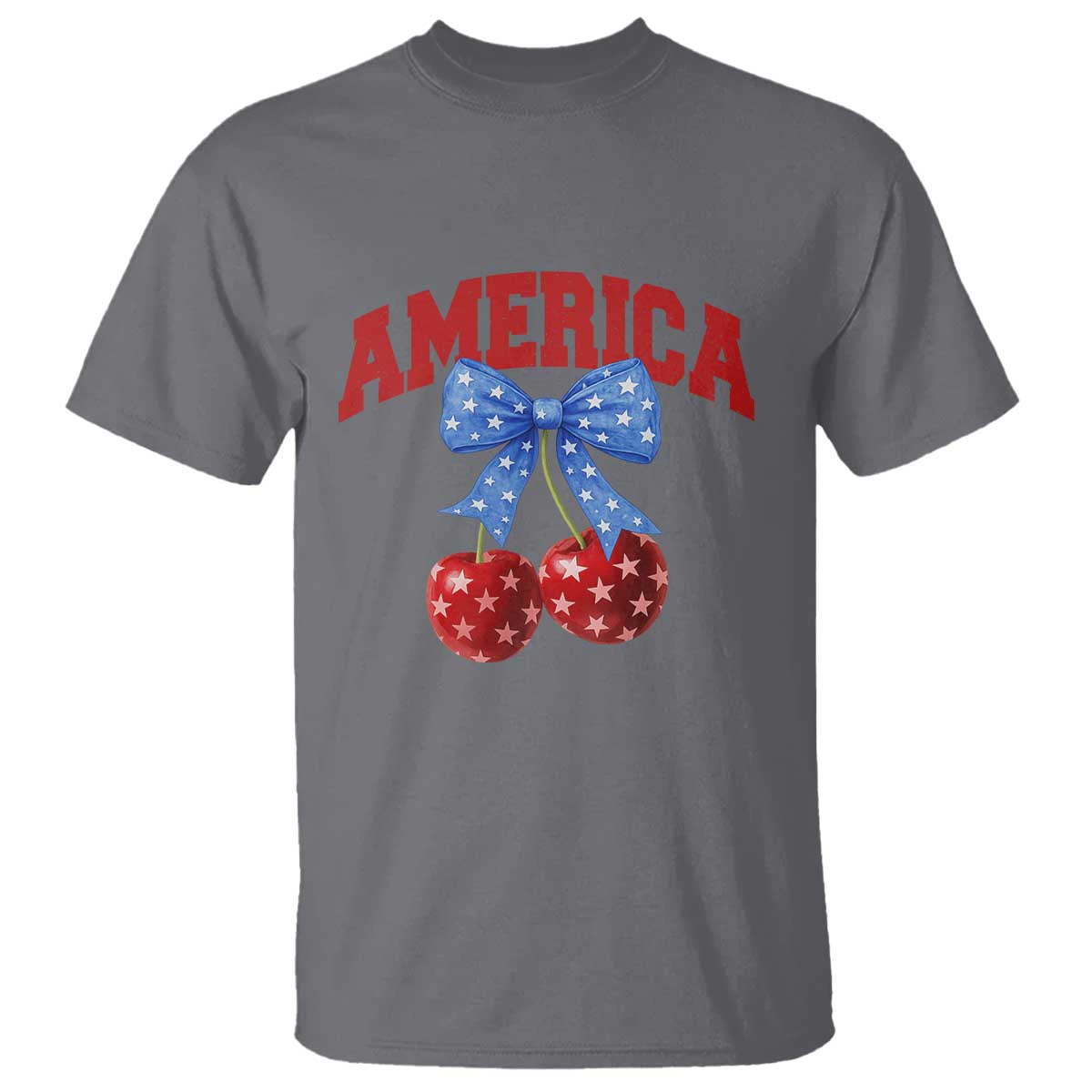 America Cherry Coquette Bow T Shirt 4th of July Patriotic TS10 Charcoal Print Your Wear