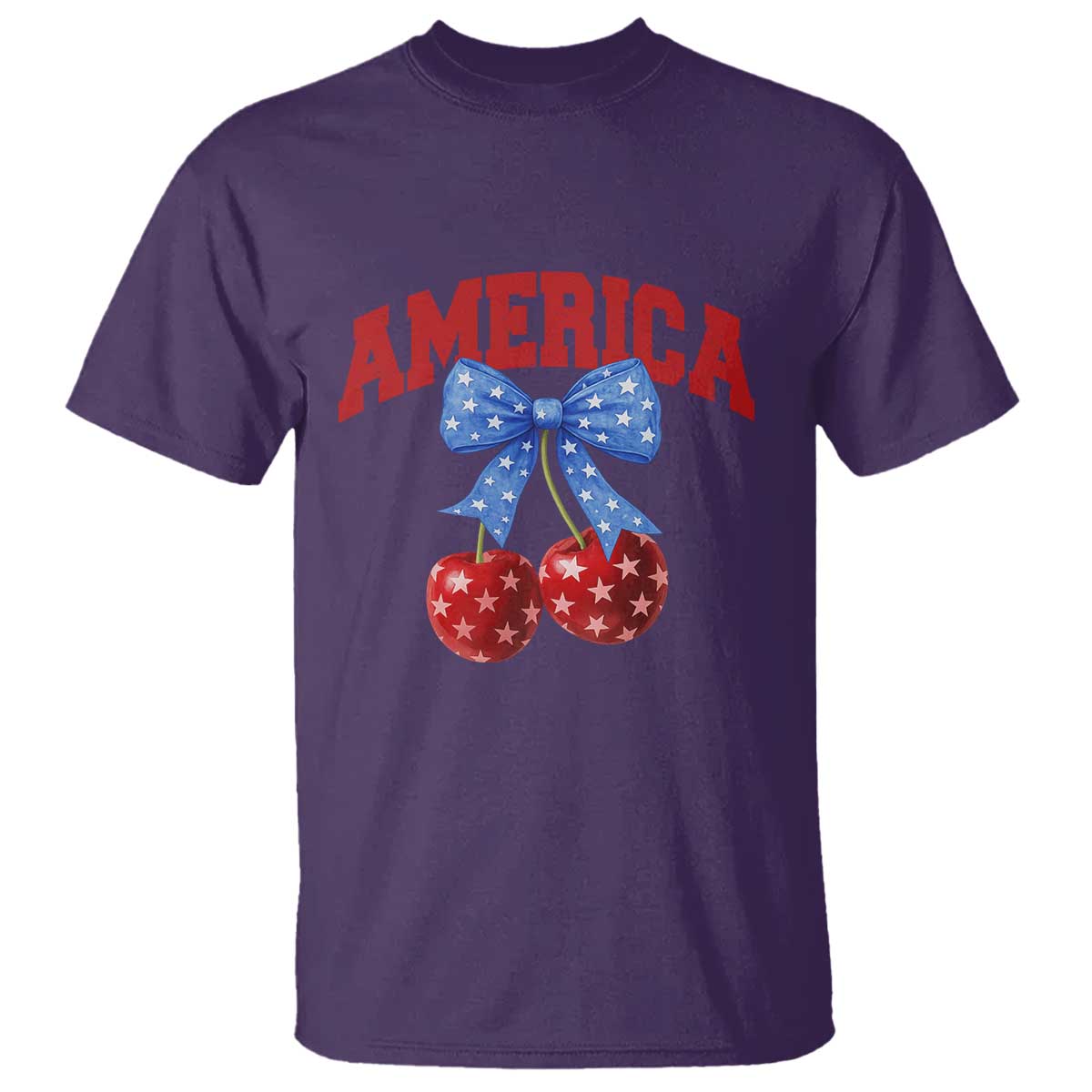 America Cherry Coquette Bow T Shirt 4th of July Patriotic TS10 Purple Print Your Wear