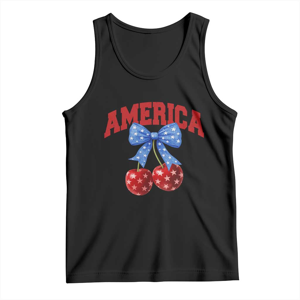 America Cherry Coquette Bow Tank Top 4th of July Patriotic TS10 Black Print Your Wear