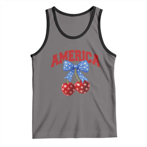 America Cherry Coquette Bow Tank Top 4th of July Patriotic TS10 Deep Heather Black Print Your Wear