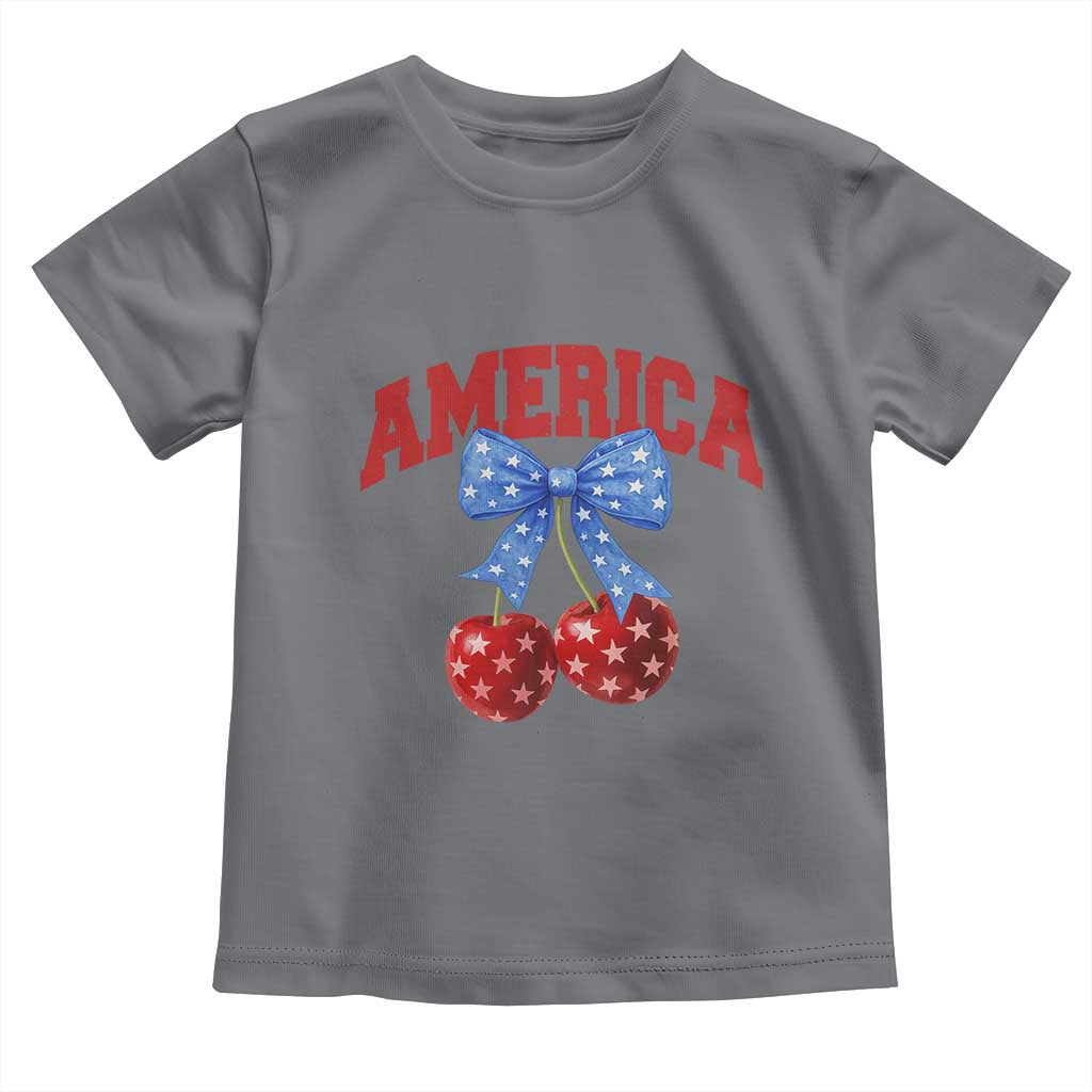 America Cherry Coquette Bow Toddler T Shirt 4th of July Patriotic TS10 Charcoal Print Your Wear