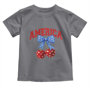 America Cherry Coquette Bow Toddler T Shirt 4th of July Patriotic TS10 Charcoal Print Your Wear