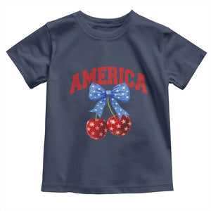 America Cherry Coquette Bow Toddler T Shirt 4th of July Patriotic TS10 Navy Print Your Wear