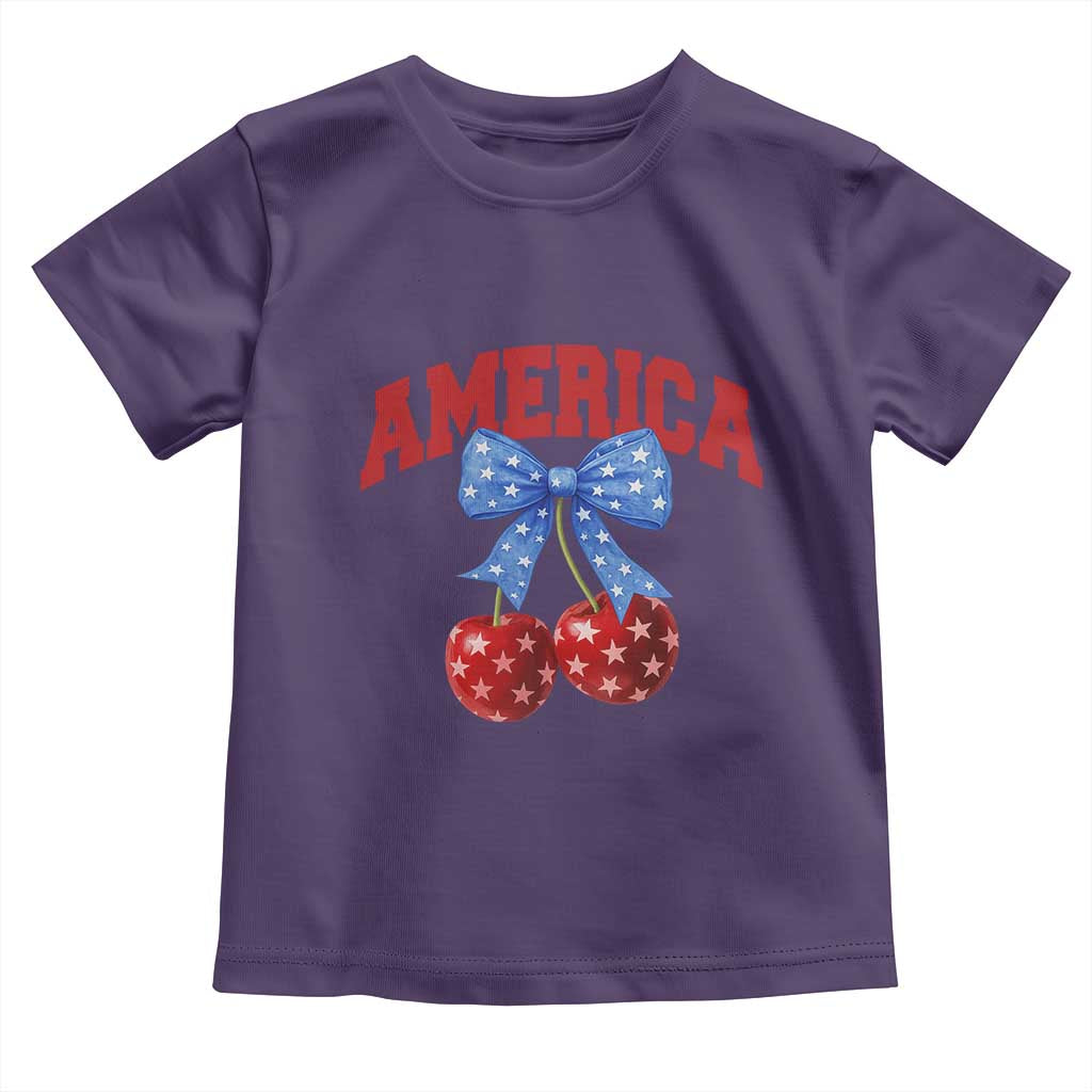 America Cherry Coquette Bow Toddler T Shirt 4th of July Patriotic TS10 Purple Print Your Wear