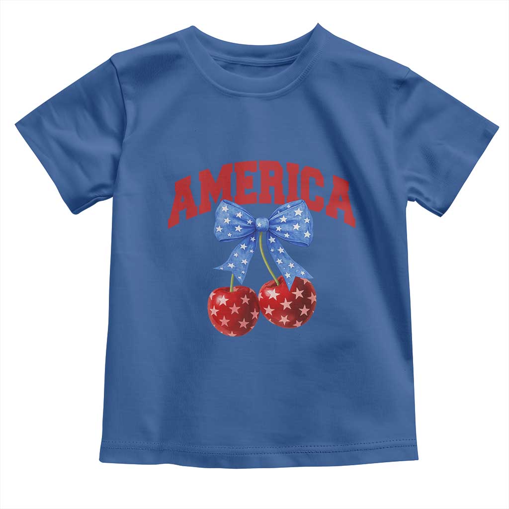 America Cherry Coquette Bow Toddler T Shirt 4th of July Patriotic TS10 Royal Blue Print Your Wear