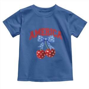 America Cherry Coquette Bow Toddler T Shirt 4th of July Patriotic TS10 Royal Blue Print Your Wear