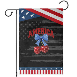 America Cherry Coquette Bow Garden Flag 4th of July Patriotic TS10 Distressed Black Blue Print Your Wear