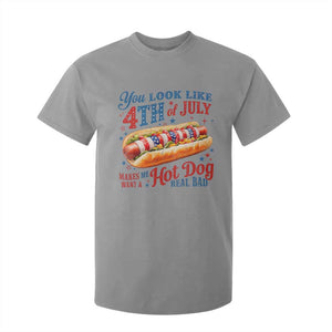 You Look Like 4th of July Hot Dog T Shirt For Kid Funny Patriotic Food Meme TS10 Sport Gray Print Your Wear