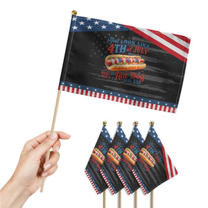 You Look Like 4th of July Hot Dog Patriotic Handheld Flag Funny Food Meme TS10 Print Your Wear