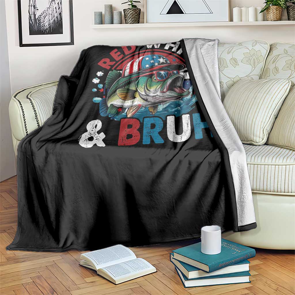 Funny Fishing Throw Blanket Red White Bruh Fisherman Gift American Flag TS10 Print Your Wear