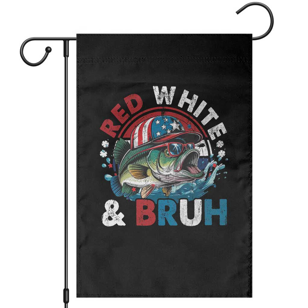 Funny Fishing Garden Flag Red White Bruh Fisherman Gift American Flag TS10 Black Print Your Wear