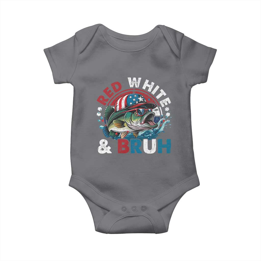 Funny Fishing Baby Onesie Red White Bruh Fisherman Gift American Flag TS10 Charcoal Print Your Wear