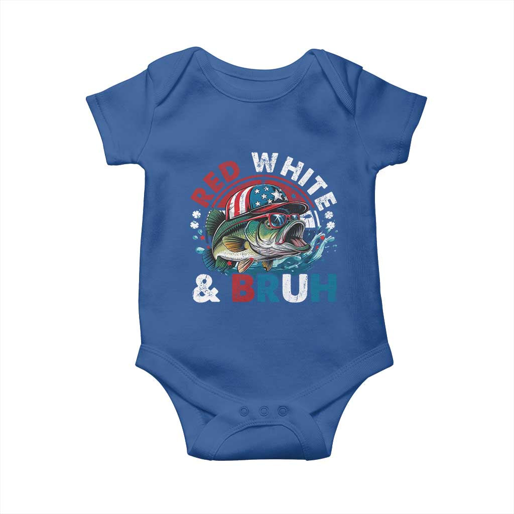 Funny Fishing Baby Onesie Red White Bruh Fisherman Gift American Flag TS10 Royal Blue Print Your Wear