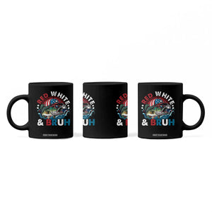 Funny Fishing Coffee Mug Red White Bruh Fisherman Gift American Flag TS10 Print Your Wear