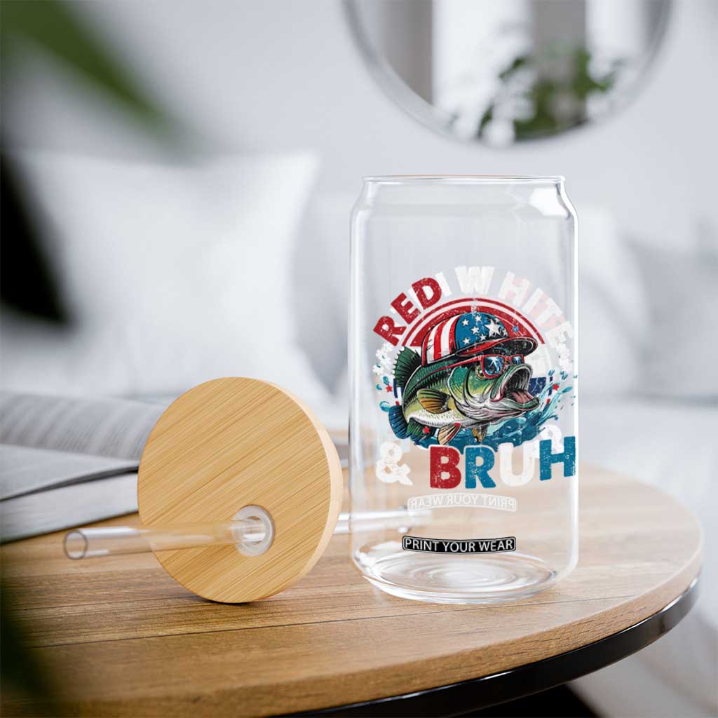 Funny Fishing Glass Can Red White Bruh Fisherman Gift American Flag TS10 Print Your Wear