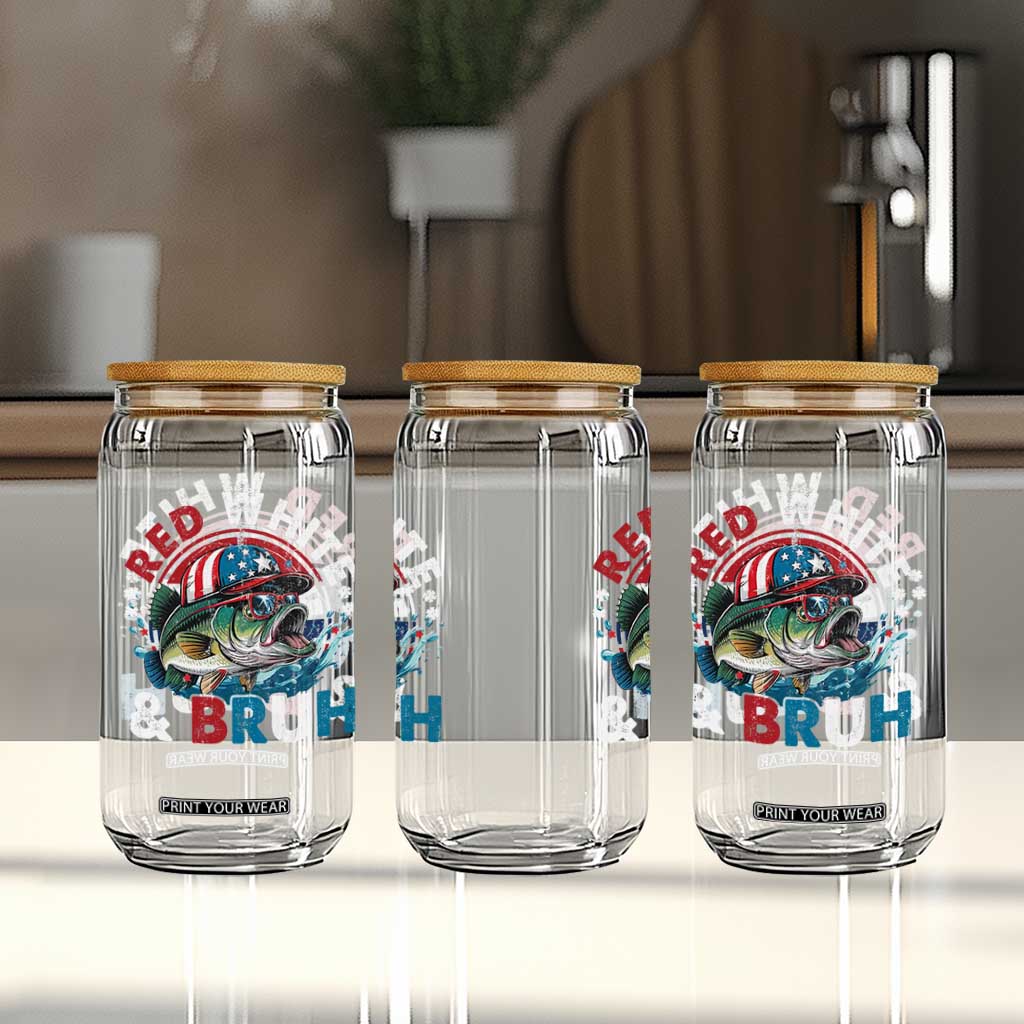 Funny Fishing Glass Can Red White Bruh Fisherman Gift American Flag TS10 Print Your Wear