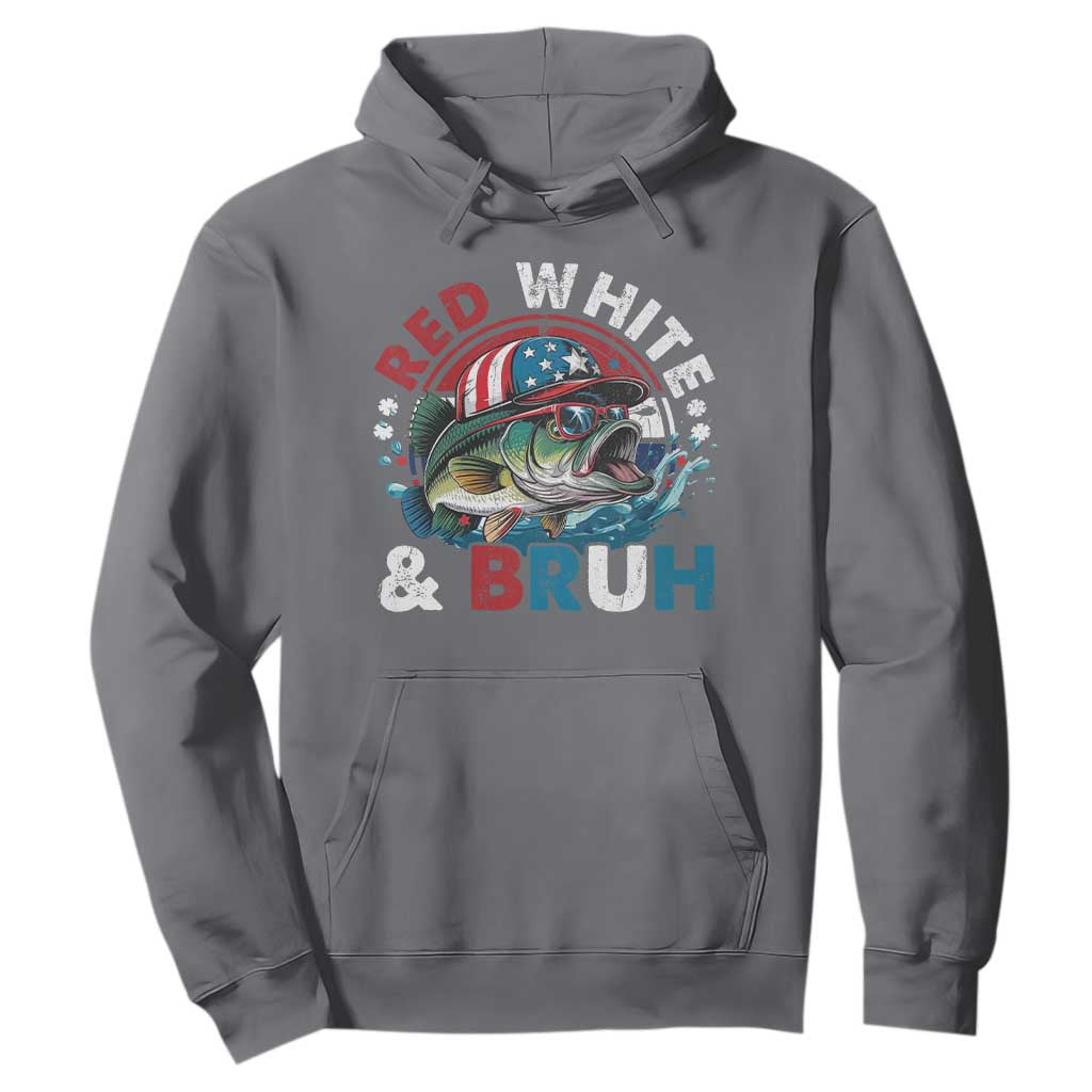 Funny Fishing Hoodie Red White Bruh Fisherman Gift American Flag TS10 Charcoal Print Your Wear