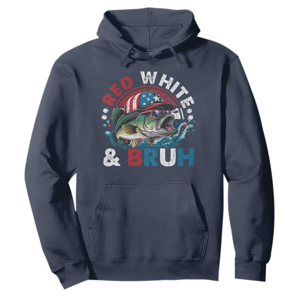 Funny Fishing Hoodie Red White Bruh Fisherman Gift American Flag TS10 Navy Print Your Wear