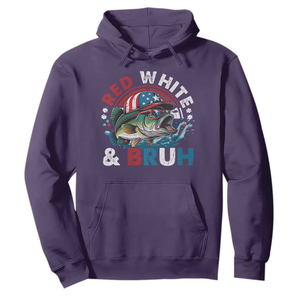 Funny Fishing Hoodie Red White Bruh Fisherman Gift American Flag TS10 Purple Print Your Wear