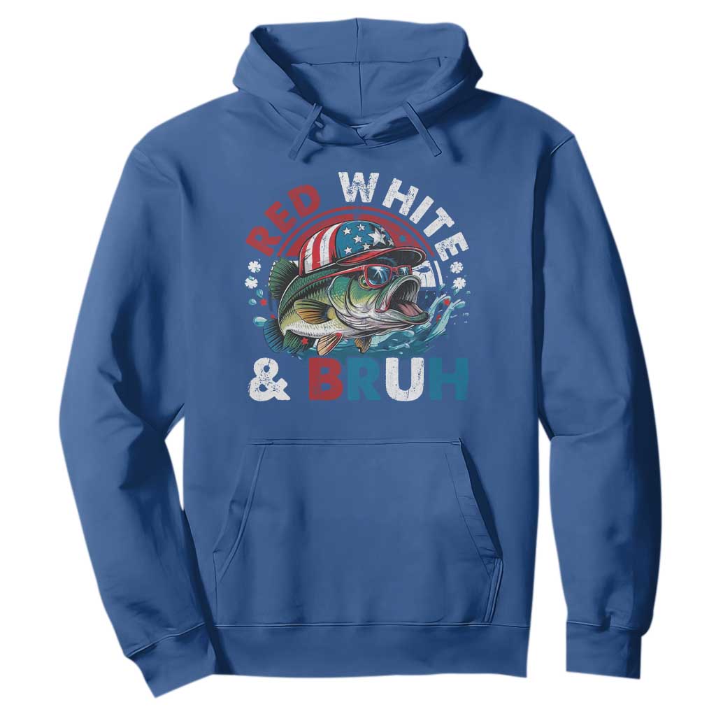 Funny Fishing Hoodie Red White Bruh Fisherman Gift American Flag TS10 Royal Blue Print Your Wear