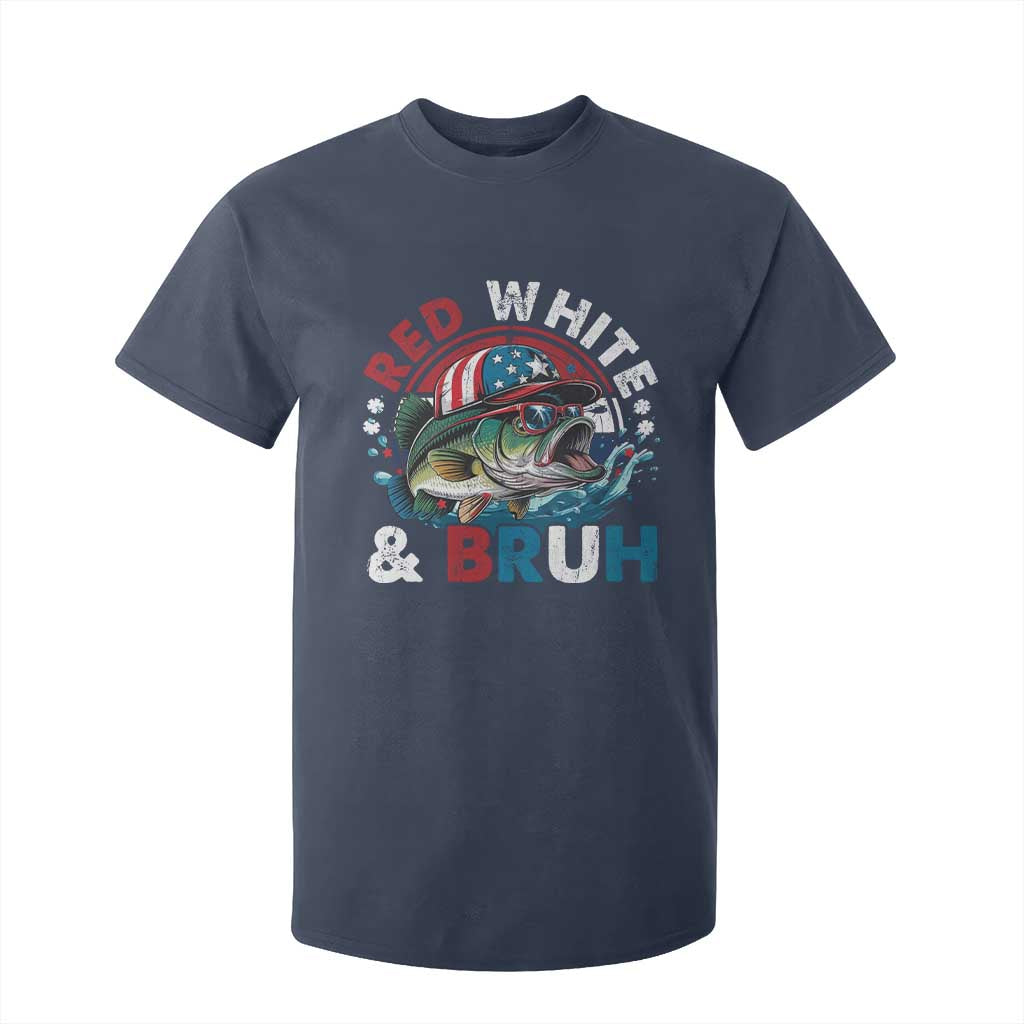 Funny Fishing T Shirt For Kid Red White Bruh Fisherman Gift American Flag TS10 Navy Print Your Wear