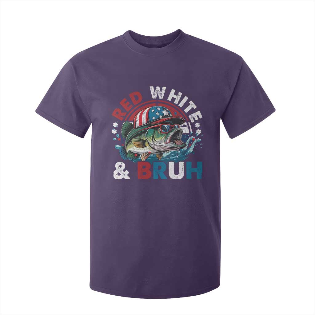 Funny Fishing T Shirt For Kid Red White Bruh Fisherman Gift American Flag TS10 Purple Print Your Wear