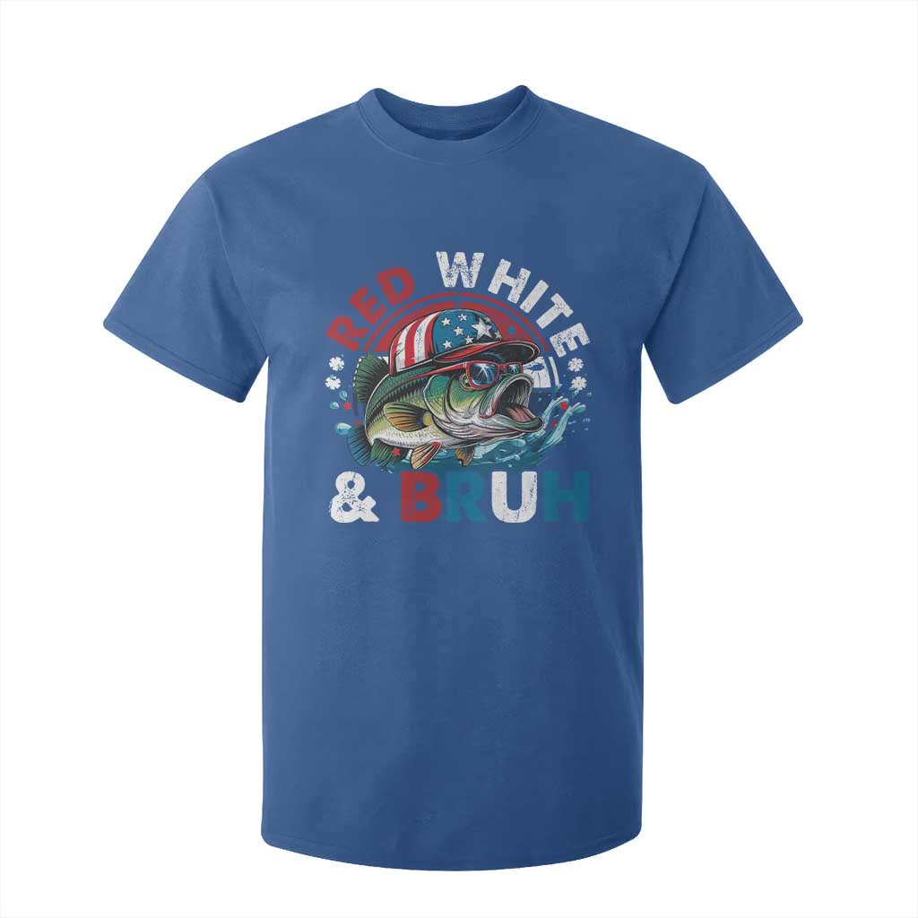 Funny Fishing T Shirt For Kid Red White Bruh Fisherman Gift American Flag TS10 Royal Blue Print Your Wear