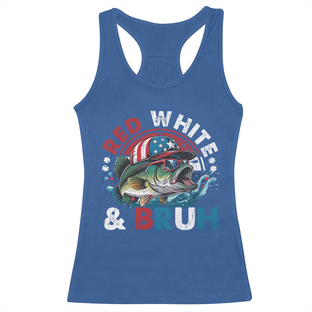 Funny Fishing Racerback Tank Top Red White Bruh Fisherman Gift American Flag TS10 Royal Blue Print Your Wear