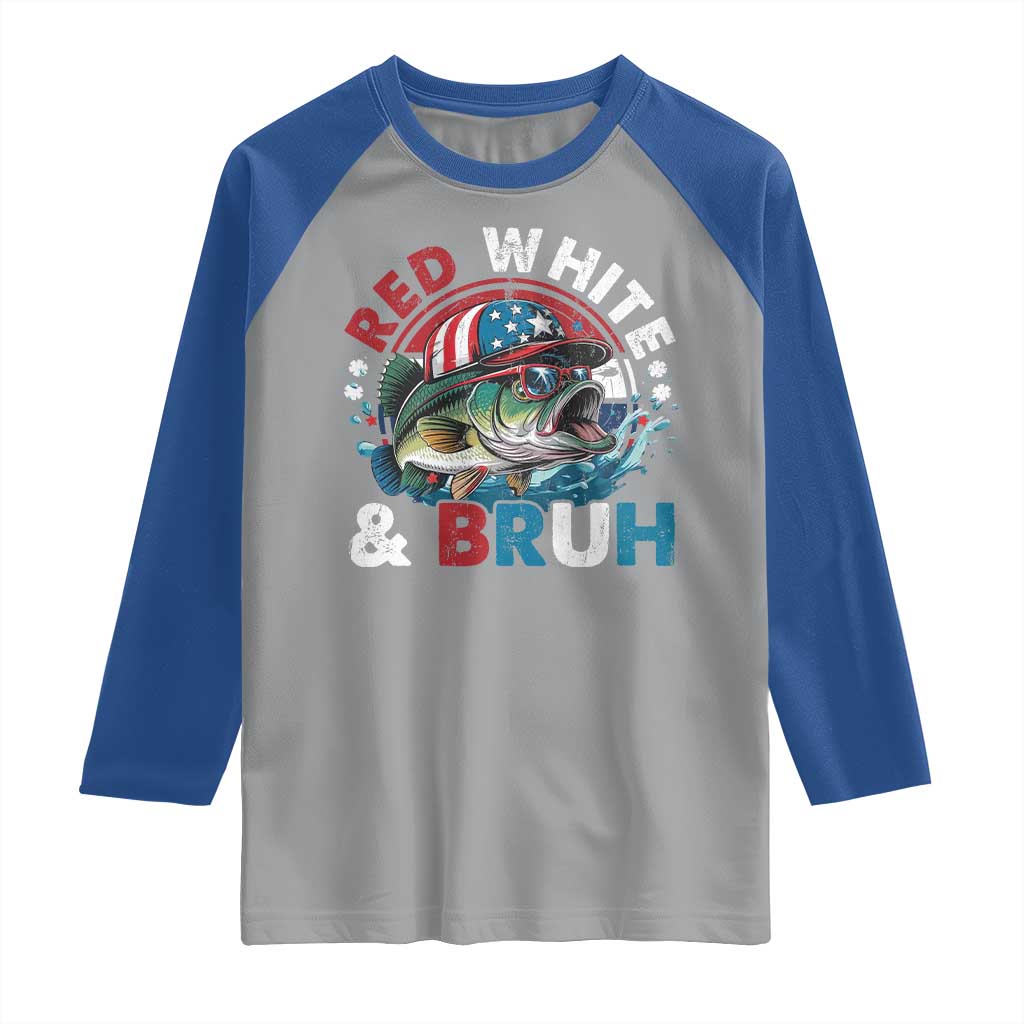 Funny Fishing Raglan Shirt Red White Bruh Fisherman Gift American Flag TS10 Sport Gray Royal Print Your Wear