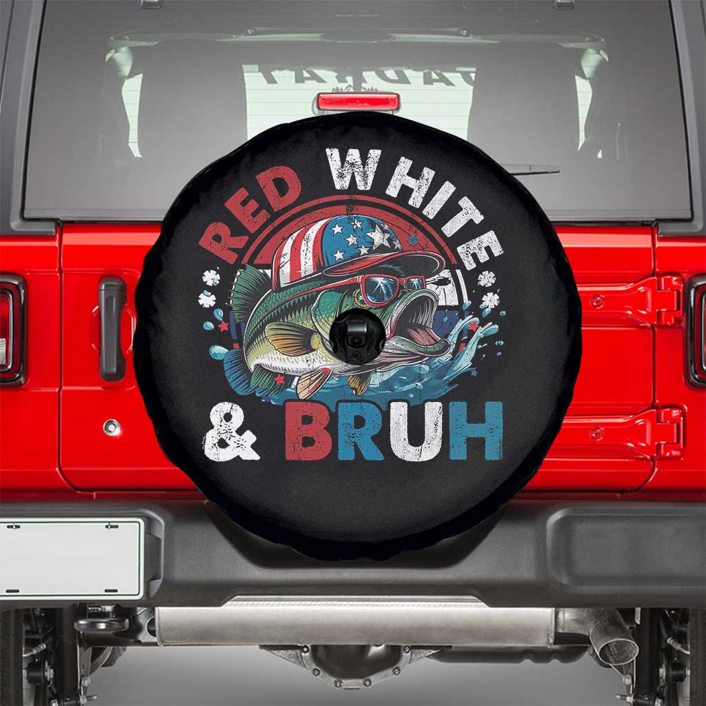 Funny Fishing Spare Tire Cover Red White Bruh Fisherman Gift American Flag TS10 Black Print Your Wear