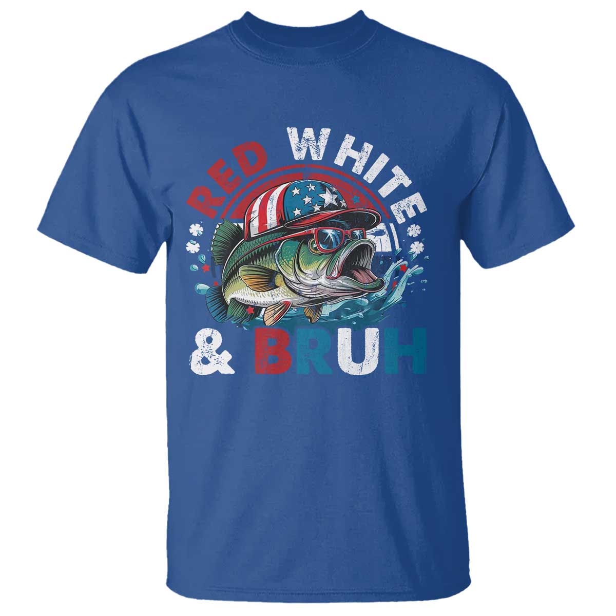 Funny Fishing T Shirt Red White Bruh Fisherman Gift American Flag TS10 Royal Blue Print Your Wear