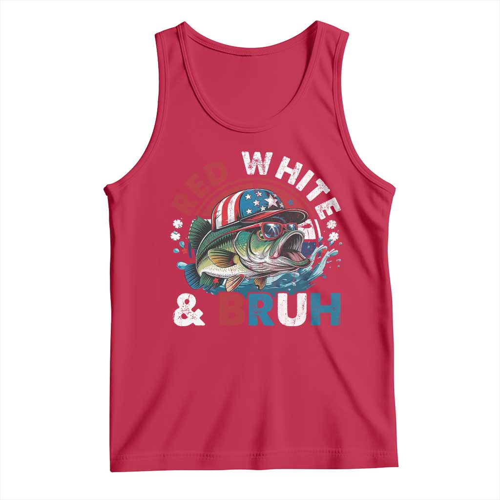 Funny Fishing Tank Top Red White Bruh Fisherman Gift American Flag TS10 Red Print Your Wear