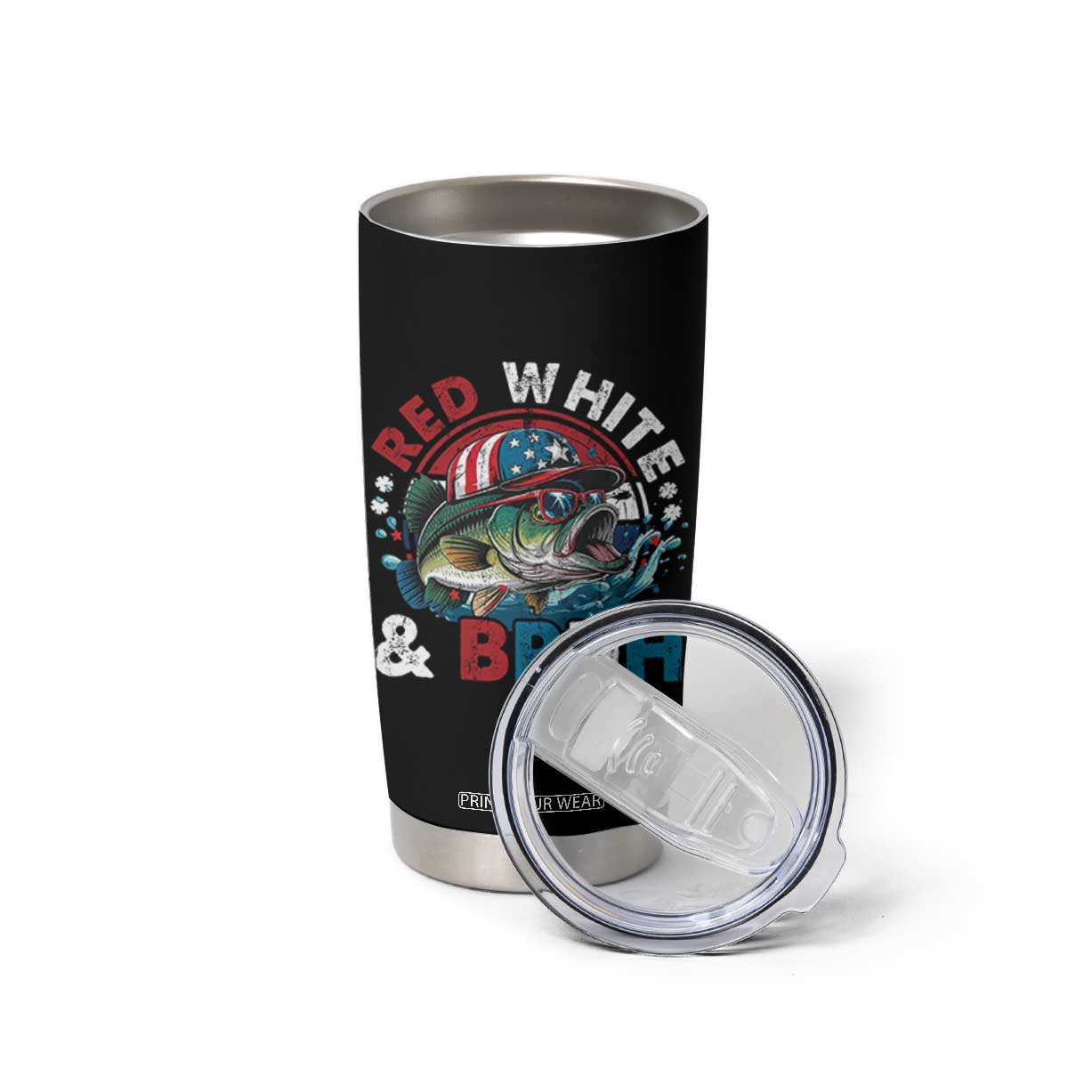Funny Fishing Tumbler Cup Red White Bruh Fisherman Gift American Flag TS10 Print Your Wear
