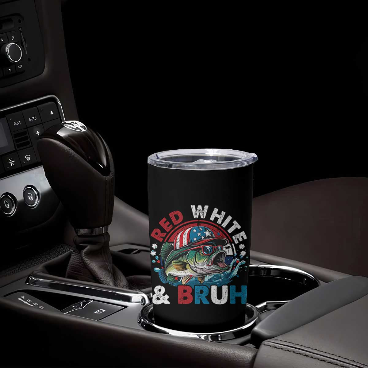 Funny Fishing Tumbler Cup Red White Bruh Fisherman Gift American Flag TS10 Print Your Wear