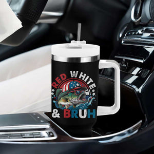 Funny Fishing Tumbler With Handle Red White Bruh Fisherman Gift American Flag TS10 Print Your Wear