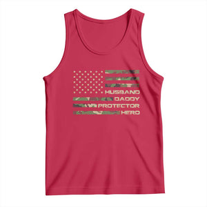 Husband Daddy Protector Hero Tank Top Camo American Flag Fathers Day Gifts For Husband Hubby Dad TS10 Red Print Your Wear